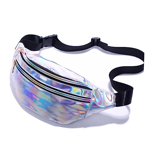 COSMEVIVI Pu- Bauchtasche Mit Reflektierenden Pailletten Farbwechselnde Umhängetasche Für Damen Für Sport Und Outdoor-aktivitäten Spiegel-Silber von COSMEVIVI