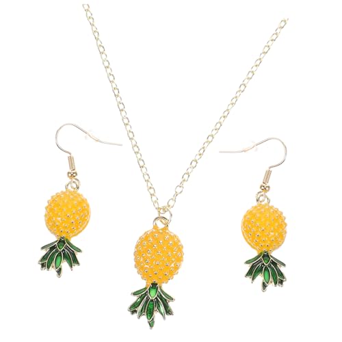 COSMEVIVI Pineapple Schmuckset Damen Teiliges mit Ohrhänger und Kette Leichte Baumel Ohrringe Vintage Stil Vielseitig Kombinierbar Modisches für Frauen Sommerliche Halskette von COSMEVIVI