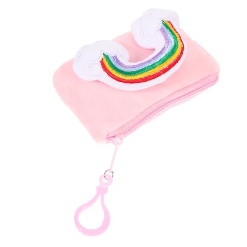 COSMEVIVI Plüsch Schlüsselanhänger Portmonee Regenbogen Mini Geldbörse Mädchen Kleine Münztasche Anhänger Rucksack Schmuck Weiches Material Praktisch Für Schlüssel Und Kleingeld von COSMEVIVI