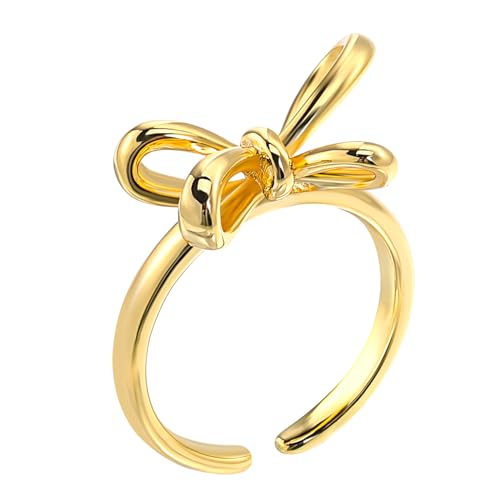 COSMEVIVI Schleifenring Offener Fingerring mit Polierter Oberfläche Stapelbar für Damen Vielseitiger Statement Schmuck für Verschiedene Anlässe Geschenkidee für Frauen von COSMEVIVI