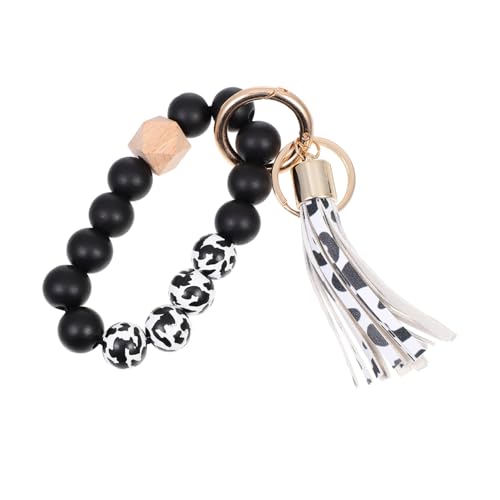 COSMEVIVI Schlüsselarmband Quaste Schlüsselanhänger Schlüsselanhänger Armband Frosted Holzperle Für Wohnkultur von COSMEVIVI