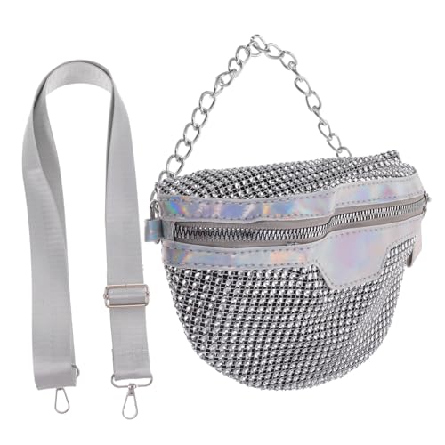 COSMEVIVI Shiny Bauchtasche Damen Glitzer Hüfttasche Stylish Crossbody Bag für Mädchen mit Praktischem Stauraum für Shopping Reisen Alltag und Freizeit Silber von COSMEVIVI