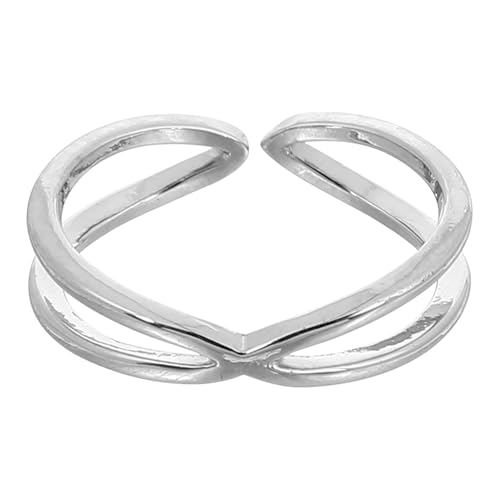 COSMEVIVI Sterling Silber Damen Ring Offenes Design Kreuzförmig Modisch Einfacher Finger Schmuck Komfortabel Für Frauen Mädchen von COSMEVIVI