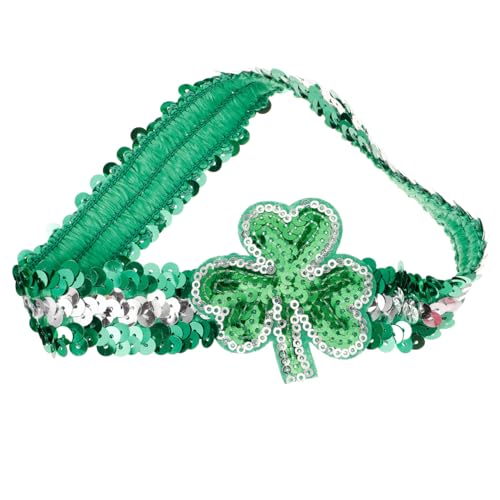 COSMEVIVI Patrick Day Haarreif Mit Glitzer Frauen Kopfbedeckung Für Festlichkeiten Funkelndes Shamrock Design Leicht Und Bequem Für Partys Und Mottopartys von COSMEVIVI