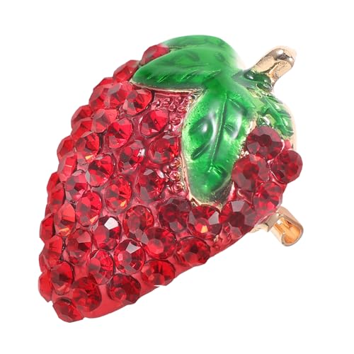 COSMEVIVI Strawberry Brosche Pin mit Funkelnden Strasssteinen Modisches Kleidungslapel Schmuckstück für Frauen Anstecknadel Robust und Vielseitig für Rucksack und Outfit von COSMEVIVI