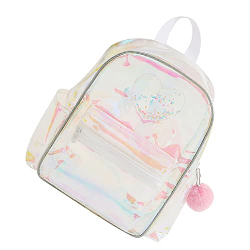 COSMEVIVI Transparenter Kleiner Rucksack für Damen PVC Leicht zu Reinigen mit Herz Muster für Konzerte und Festivals von COSMEVIVI