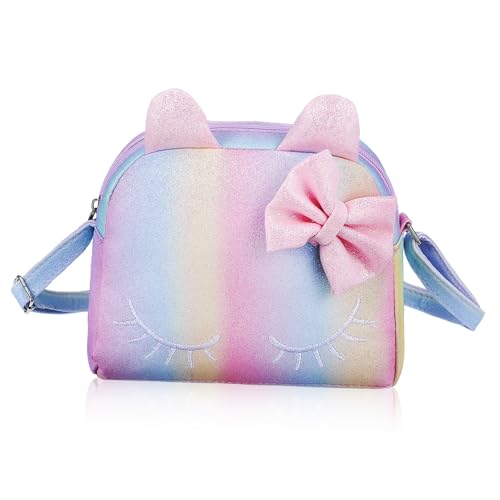 COSMEVIVI Umhängetasche Katze PU Material Leicht und Strapazierfähig Süße Kleine Geldbörse für Mädchen und Teens als Kawaii Münzbeutel Pastell von COSMEVIVI