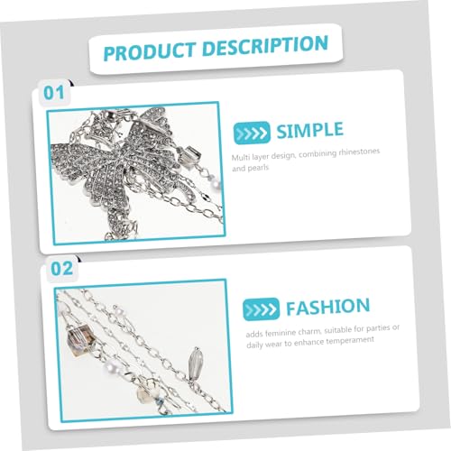 COSMEVIVI Verstellbarer Doppellagiger Taillengürtel mit Schmetterling und Strass Metallkette für Damen Modisches Accessoire für Jeans Kleider und Alltag Vielseitig Tragbare Körperkette von COSMEVIVI