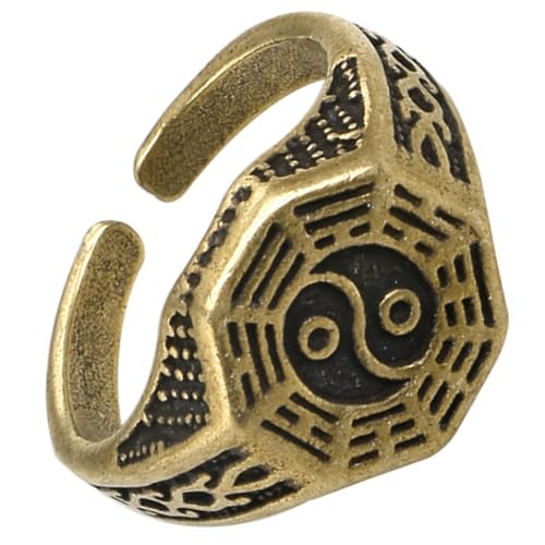 COSMEVIVI Verstellbarer Vintage Ring Herren Chinesischer Taoismus Schmuck Offener Taiji Statement Fingerring für Kultur Liebhaber von COSMEVIVI