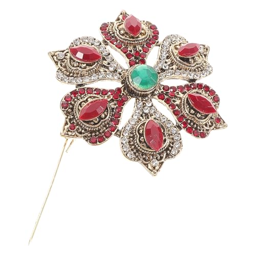 COSMEVIVI Vintage Barock Brosche in Goldrot mit Kristallbesatz Hohl Lotusblüten design Elegante Anstecknadel für Damen Festliches Schmuckstück zu Weihnachten und Besonderen Anlässen von COSMEVIVI