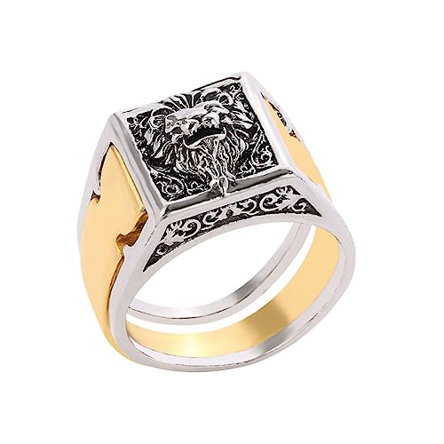 COSMEVIVI Vintage Herrenring mit Verstecktem Fach Geschnitztes Band mit Löwenmotiv Langlebiger Punk Schmuck für Damen Stilvoller Memorial Ring für Besondere Anlässe von COSMEVIVI