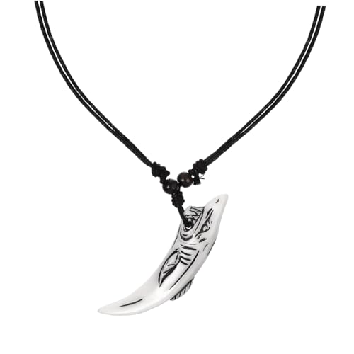 COSMEVIVI Wolf Halskette Surfer Kette Männer Halskette Holzperlen mit Verstellbarem Anhänger für Strandpartys und Alltag von COSMEVIVI