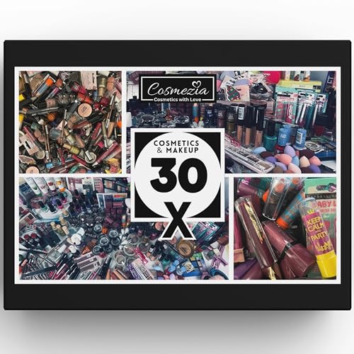 COSMEZIA Beauty Box 30x Marken Make-up & Kosmetik Set Makeup Restposten Neuware Posten Make Up, Geschenkbox mit Lippenstift, Lidschatten, Mascara, Nagellack, Pflege & Accessoires, Kein Artikel doppelt von COSMEZIA