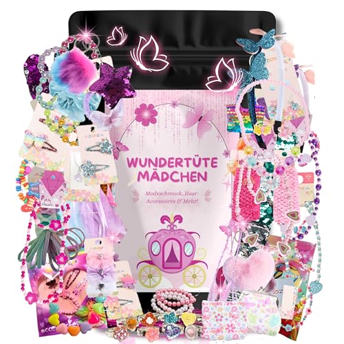 Wundertüte Mädchen Haarschmuck Set ab ca 4 bis 8 Jahre, Geschenke für Mädels, Wundertüte Prinzessin Kinder, Überraschungstüte, glitzernder Modeschmuck und weitere Überraschungen von Tütenmagie