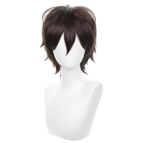 COSPLAZA Braun Cosplay Perücke Kurz Stachelig Flauschig Hitzebeständig Geschichtetes Synthetisches Haar Männer Frauen Halloween Party Perücke von COSPLAZA