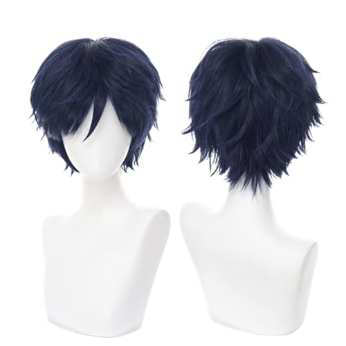 COSPLAZA Cosplay Wig Blue Exorcist Rin Okumura kurz dunkelblau Halloween Costume Perücke von COSPLAZA