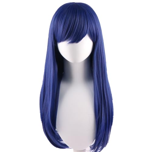 COSPLAZA Ennui Lange gerade tiefblaue Perücke für Damen Langeweile Halloween Party Perücke von COSPLAZA