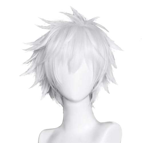 COSPLAZA Kurz Silber Weiß Satoru Wig Männer Frauen Anime Show Party Cosplay Kostüm Perücke von COSPLAZA
