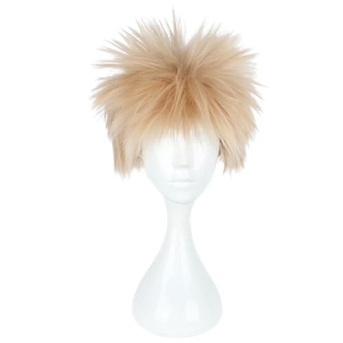 COSPLAZA My Hero Academia Bakugou Katsuki Halloween Cosplay Kostüm Perücke kurze flauschige hellblonde Anime Haare von COSPLAZA