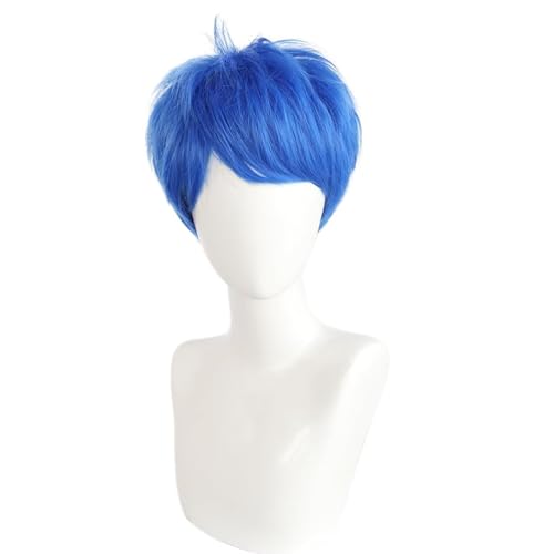 COSPLAZA Joy Bright Blue Wig Freude Kurze Layered Blue Damen Anime Cosplay Perücke von COSPLAZA