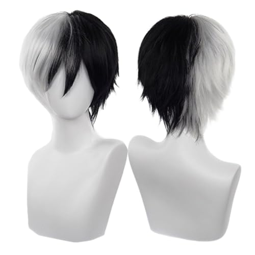 COSPLAZA Perücke Anime Cosplay Wig Weiß Schwarz Mixed monokuma Danganronpa Karneval Party Haar von COSPLAZA