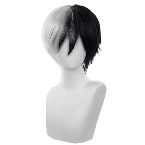 COSPLAZA Perücke Anime Cosplay Wig Weiß Schwarz Mixed monokuma Danganronpa Karneval Party Haar von COSPLAZA