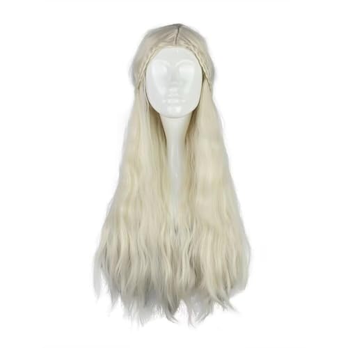 COSPLAZA Perücke Cosplay Wigs Game of Thrones Rhaenyra Daenerys Targaryen geflochten Lang wellig gewellt Lady Kostüm Dress Up Perücke von COSPLAZA