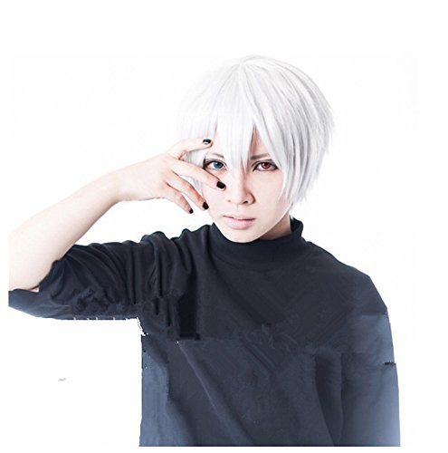 COSPLAZA Perücken Tokyo Ghoul Kaneki Ken Weiß Kurze Unisex Cosplay Perücke von COSPLAZA