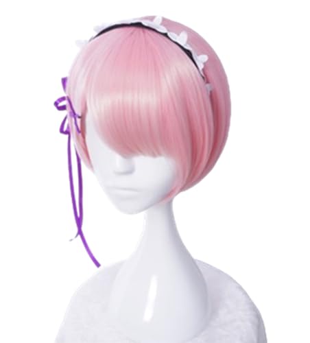 COSPLAZA Perücken Cosplay Wig Re:Zero kara Hajimeru Isekai Seikatsu Ram kurz Pink Anime Haar von COSPLAZA