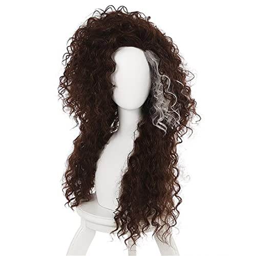 COSPLAZA Bella Perücken Tief Braun Weiß Gemischt Haar Locken Gewellt Lang Frauen Rolle Cosplay Kostüm Comic Halloween Party Perücken von COSPLAZA