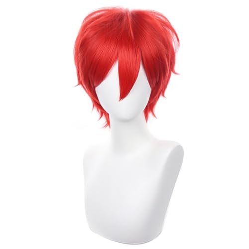 COSPLAZA Rot Cosplay Perücke Kurz Stachelig Flauschig Hitzebeständig Geschichtetes Synthetisches Haar Männer Frauen Halloween Party Perücke von COSPLAZA