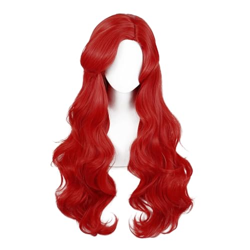 COSPLAZA Rote Meerjungfrau Princess lang gewellt lockig gewellte Perücke Halloween Cosplay Kostümperücke für Frauen von COSPLAZA