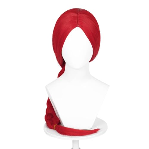 COSPLAZA Rote lange Jessie Perücke Mädchen Perücke Zopf Mittelscheitel Cosplay Perücken von COSPLAZA
