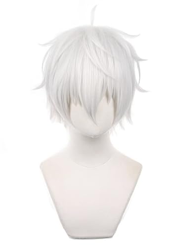 COSPLAZA Seishiro Nagi Blue Lock Anime Perücke Kurzes Flauschiges Silber Weißes Haar Männer Halloween Cosplay Kostüm Perücken von COSPLAZA