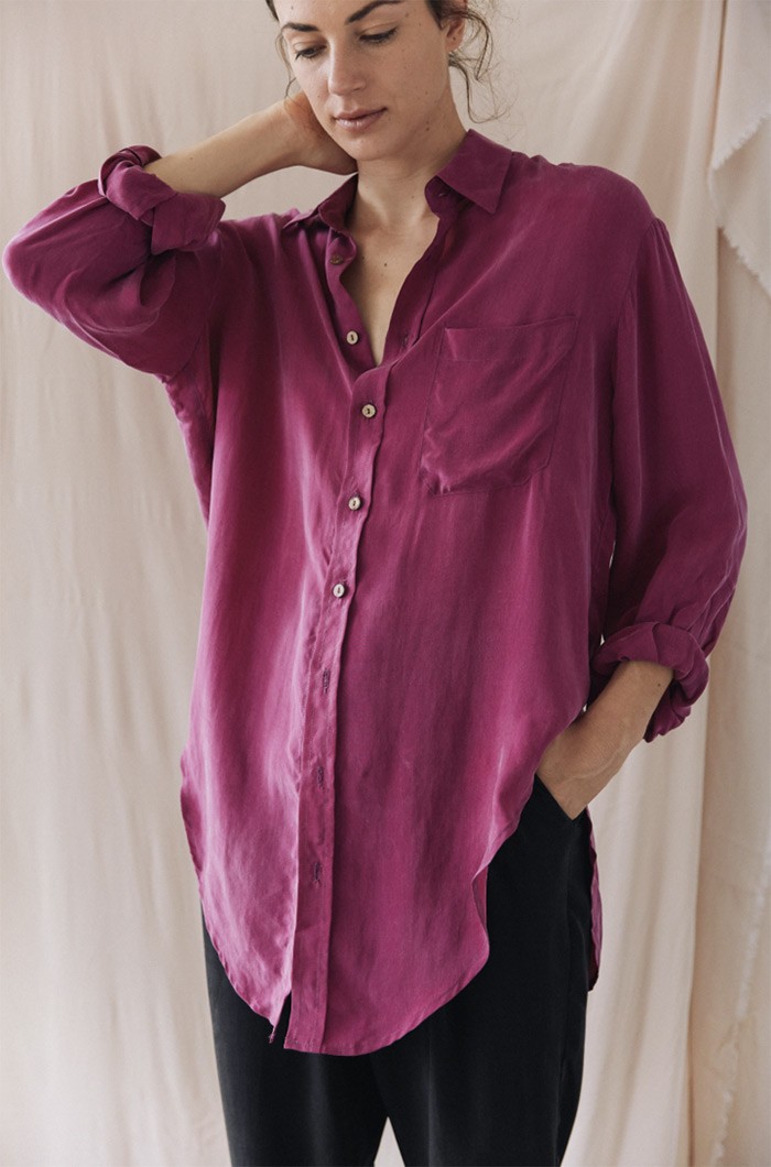 Cossac faire Bluse Tie Shirt Bold Cassis S von COSSAC