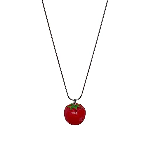 COSSIKA Anhänger-Halsband, niedliche Tomaten-Anhänger-Halskette, süße modische Tomaten-Ketten-Halskette, perfektes DIY-Schmuck-Geschenk für Frauen, Mädchen und Teenager von COSSIKA