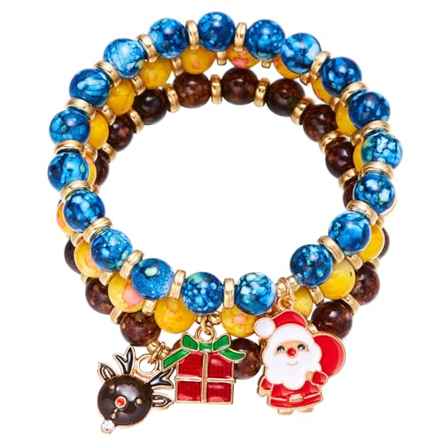 COSSIKA Armband-Sets, 1 Set böhmische bunte Armbänder, stapelbare Perlen-Handkette für Frauen, elastische Handgelenkketten, weihnachtlicher Schmuck von COSSIKA
