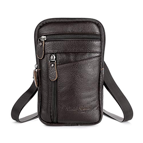 COSSIKA Aufbewahrungstasche für Herren, echtes Leder, modische Handytasche, Gürteltasche, Schultertasche, Umhängetasche, Hüfttasche von COSSIKA