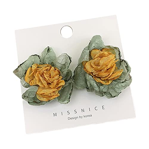 COSSIKA Baumelnde Ohrringe, große Stoffblumen, Ohrstecker, elegante Kontrast-Blume, durchbohrte Ohrringe, Temperament-Schmuck für Urlaub, Hochzeit von COSSIKA