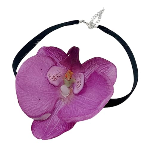 COSSIKA Blumen-Halsband, Phalaenopsis-Blüten-Halskette, Simulationsblumen-Halskette, Damen- und Mädchen-Schlüsselbeinkette, auffälliges Halsband-Zubehör von COSSIKA