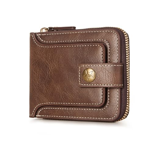 COSSIKA Brieftasche Vintage Bifold Wallet ID Kreditkarte Bankkarte Bargeldhalter Kurze Geldbörse Clutch Multi-Slot-Reißverschluss-Geldbörse für Männer von COSSIKA