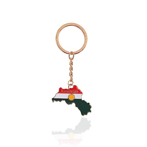 COSSIKA Damen Halskette Kurdistan Karte Flagge Anhänger Halskette für Damen Herren Charm Fashion Country Territory Schlüsselbund Ethnische Schlüsselbeinkette von COSSIKA