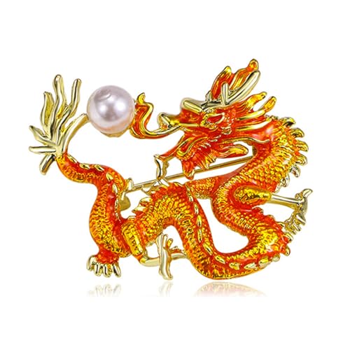 COSSIKA Drachen-Brosche, chinesisches Jahr, Drachen-Brosche, Metall-Emaille-Anstecknadel, Vintage-Brosche, Drachen-Anstecknadel, Kleidungsschmuck für Männer und Frauen von COSSIKA