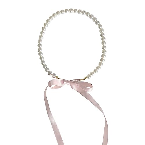 COSSIKA Ketten-Choker, elegant, mit Schleife, Nachahmung von Perlen, Halskette für Damen, Schmuck, Mode-Accessoires, perfekt für die tägliche Hochzeit von COSSIKA