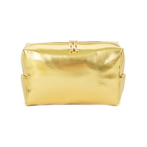 COSSIKA Make-up-Taschen, tragbare goldene Make-up-Tasche, handliche Make-up-Tasche aus PU-Leder, kosmetischer Reise-Organizer, vielseitige Aufbewahrungstasche für den täglichen Gebrauch von COSSIKA