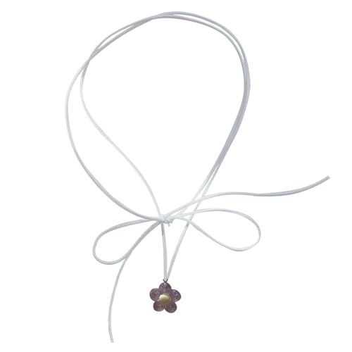 COSSIKA Mode-Halskette, elegante Blumen-Halskette mit Band-Krawatte für Frauen, Dopamin-Blumen-Halsband, böhmische Pullover-Kette, Schmuck-Statement von COSSIKA