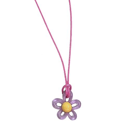 COSSIKA Modische Halskette, hohle Blumen-Anhänger-Halskette, Schmuck, Acryl-Blumen-Charm, Schlüsselbeinkette, minimalistische Chocker-Halskette für Frauen von COSSIKA