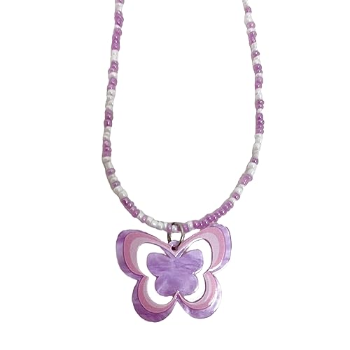 COSSIKA Modische Halskette mit Schmetterlings-Anhänger aus Kunstharz für Damen, stilvolle, langlebige Schlüsselbeinkette, Perlen-Choker-Halskette, leichter Schmuck von COSSIKA