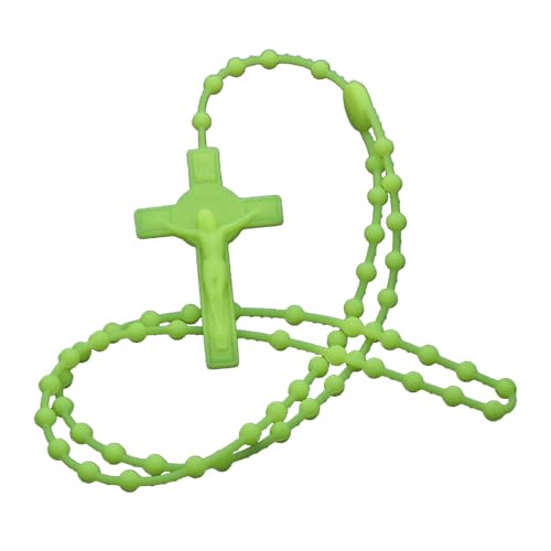 COSSIKA Perlen-Halsketten, Rosenkranz-Perlen, leuchtende, nachtleuchtende Halsketten, leuchtende Rosenkranz-Halsketten, Katholizismus, religiöser Schmuck, Party-Geschenk von COSSIKA