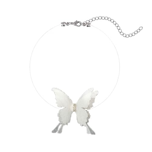 COSSIKA Schlüsselbeinkette, stilvolle Schmetterlings-Charm-Halskette, unsichtbare Fischlinie-Kragen-Halskette für Frauen, verstellbare Schlüsselbeinkette, Schmuck von COSSIKA